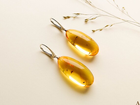 Baltic Amber Oval Rectangle Earrings Baltic Amber Oval Rectangle Earrings