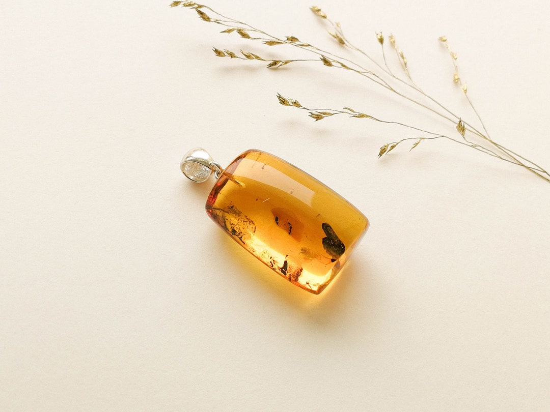 Natural Baltic Amber Cognac Color Unique Rectangle Shape Pendant With ...