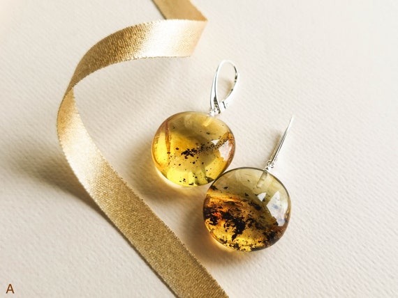 Green amber best sale earrings
