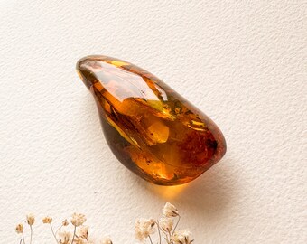Cognac color genuine amber stone souvenir, orange color home decor natural amber gemstone, amber resin memorabilia charm, collector item