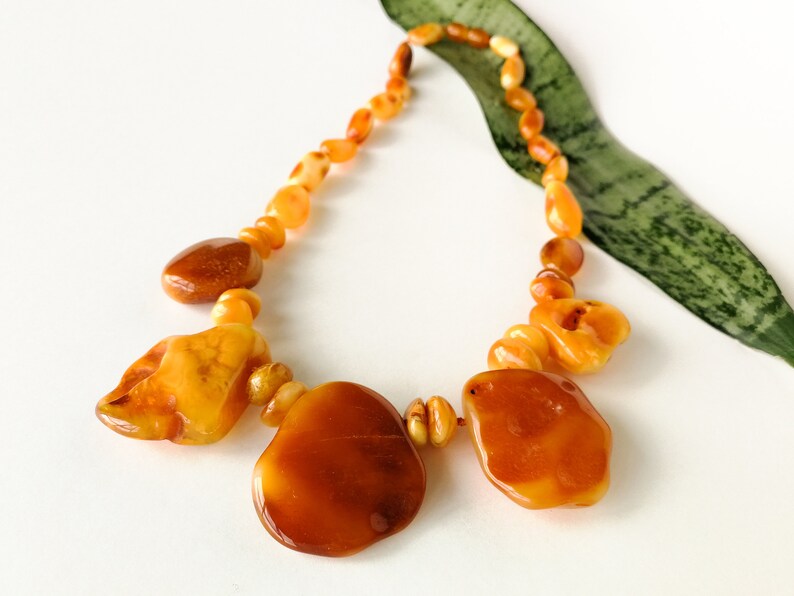Raw white natural amber statement necklace five large amber stones necklace gift for her antique butterscotch amber resin women necklace