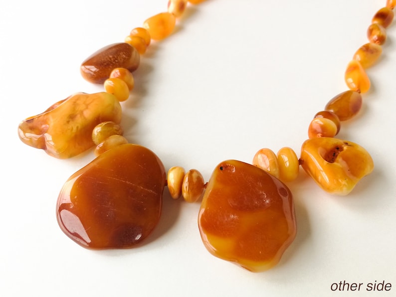 Raw white natural amber statement necklace five large amber stones necklace gift for her antique butterscotch amber resin women necklace