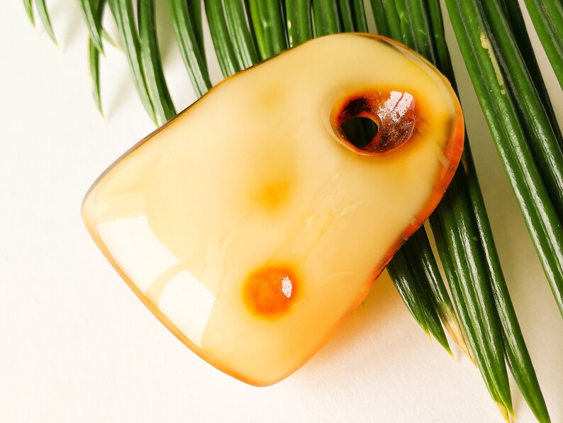 natural Baltic amber impressive statement pendant butterscotch color pure amber handmade jewelry Royal white raw amber pendant with hole