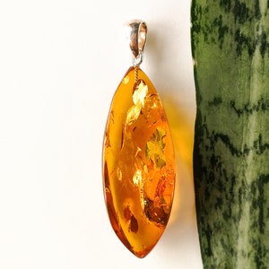 Royal Cognac Amber Pendant Leaf Shape Unique Organic Pendant - Etsy