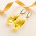 Clear Lemon Color Amber Earrings Champagne Color Drop Shape - Etsy