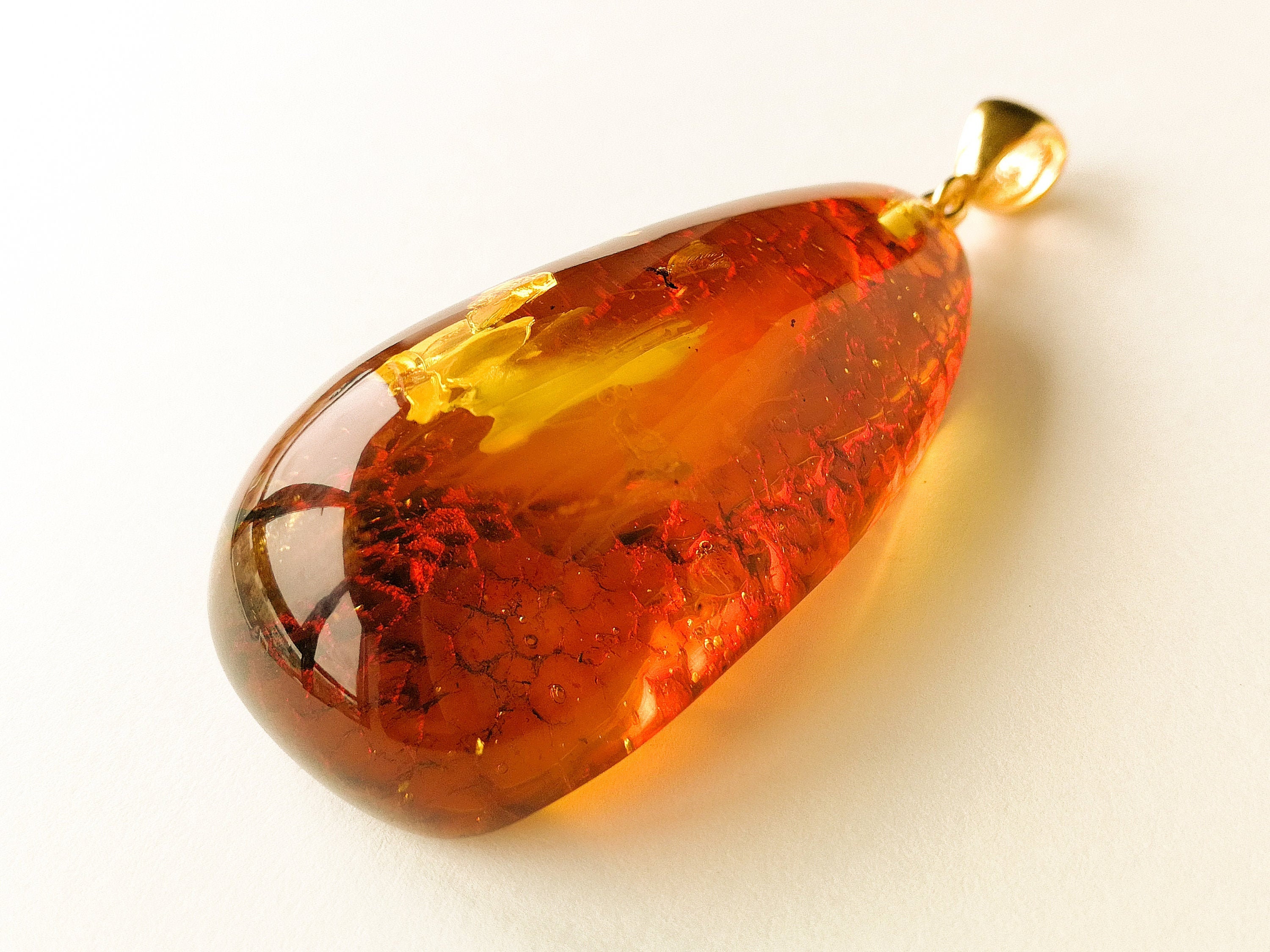 Golden amber large pendant drop shape amber pendant natural Etsy