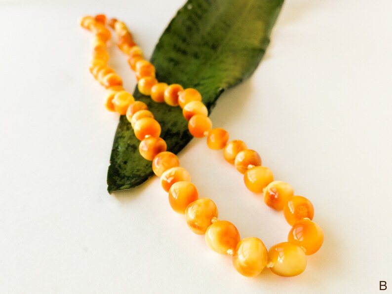 Natural baltic amber yellow matt color baroque beads necklace antique look-a-like round amber jewellery for everyday wear gipsy boho look