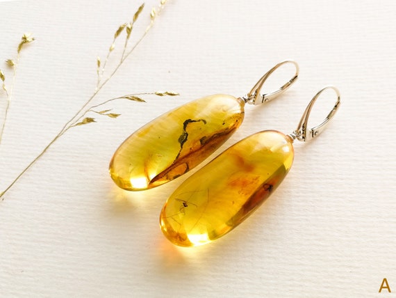 Baltic Amber Oval Rectangle Earrings Baltic Amber Oval Rectangle Earrings