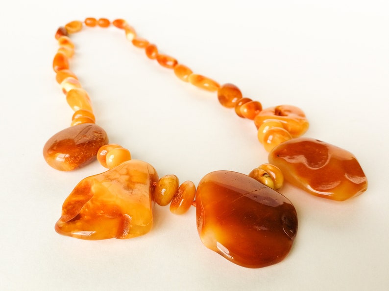 Raw white natural amber statement necklace five large amber stones necklace gift for her antique butterscotch amber resin women necklace