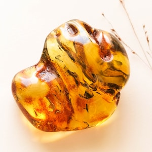 Natural Baltic amber souvenir stone mountain climber hiker gift, nature lover large yellow green gemstone, hike addict birthday present idea