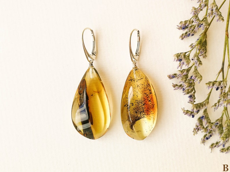 Multi Amber Large Leaf Earrings main image 0