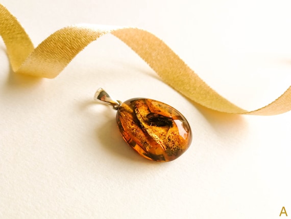 Mini Amber Pendant With Mosquito Small Natural Amber Pendant With