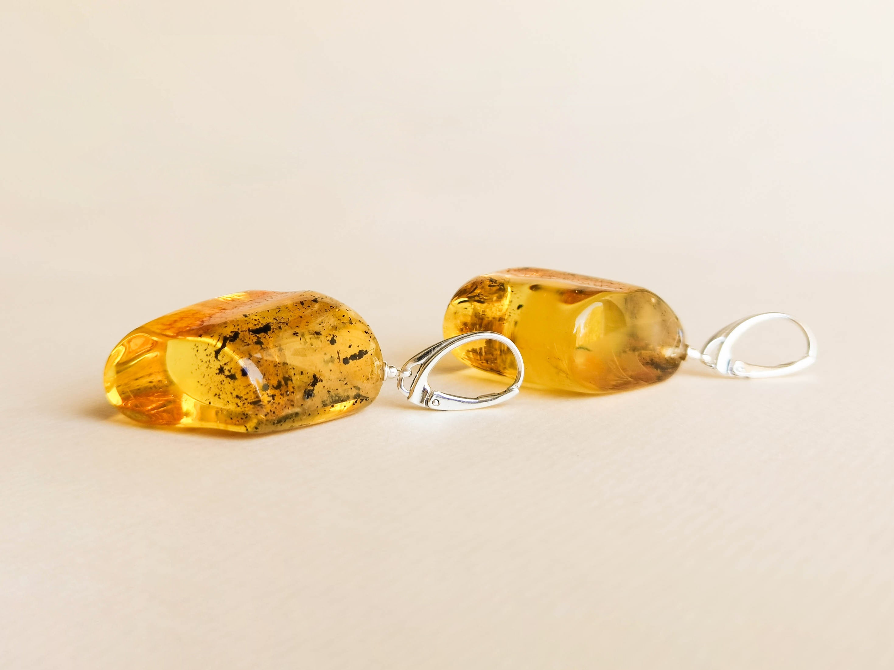 Fresh Yellow Color Natural Amber Rhombus Shape Earrings Large | Etsy