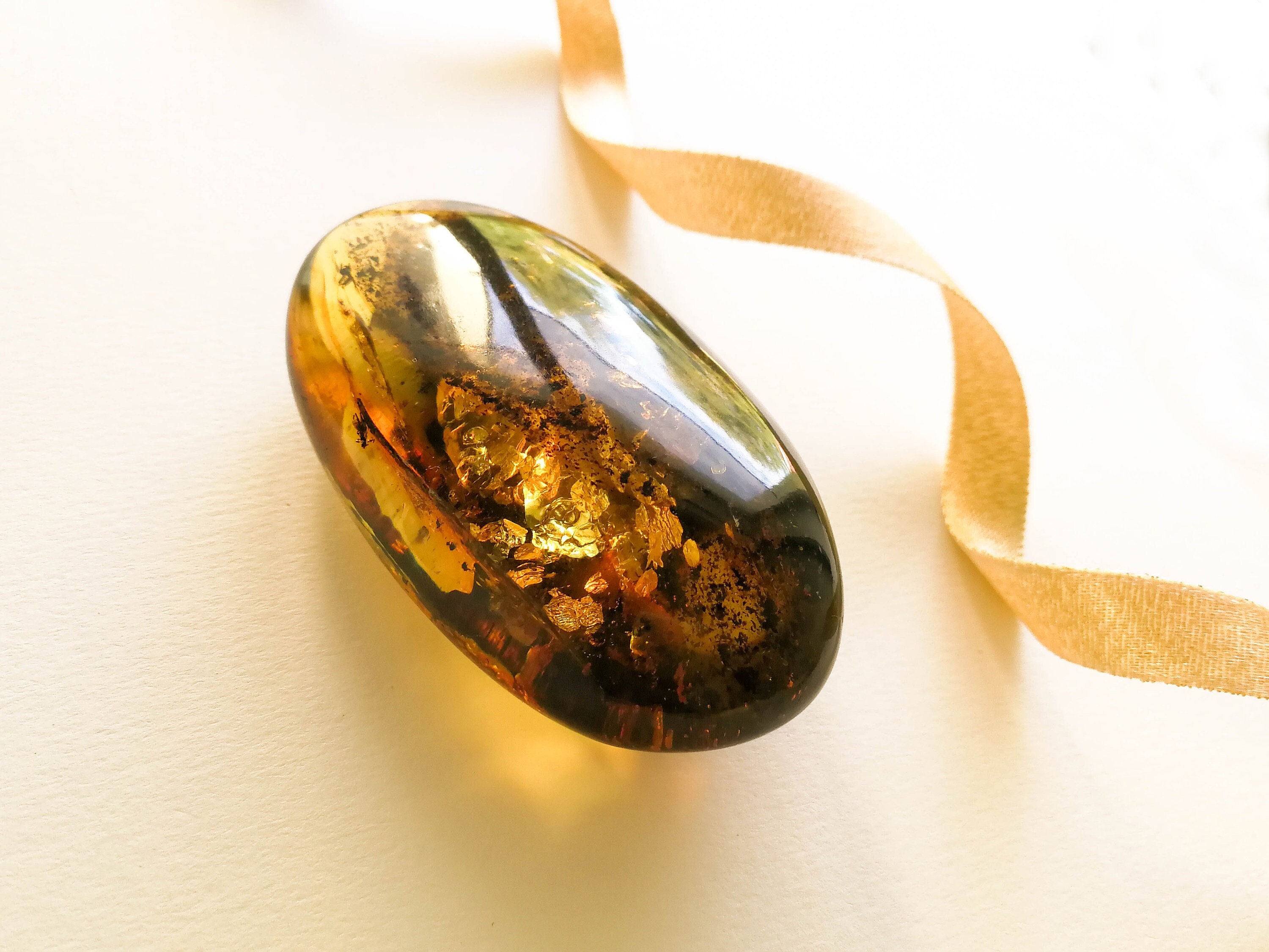 Large Original Oval Shape Natural Amber Resin Souvenir, Dark