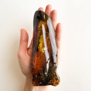 Very large 120 grams natural amber stone, very large thick dark cognac amber resin souvenir, layered untreated amber decoration charm home