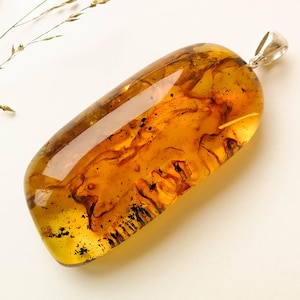 Wisiorek z bursztynu z owadem, oryginalny żółto-zielony prostokątny kamień szlachetny o kanciastych krawędziach, duży organiczny amulet przynoszący szczęście, prezent dla córki i mamy