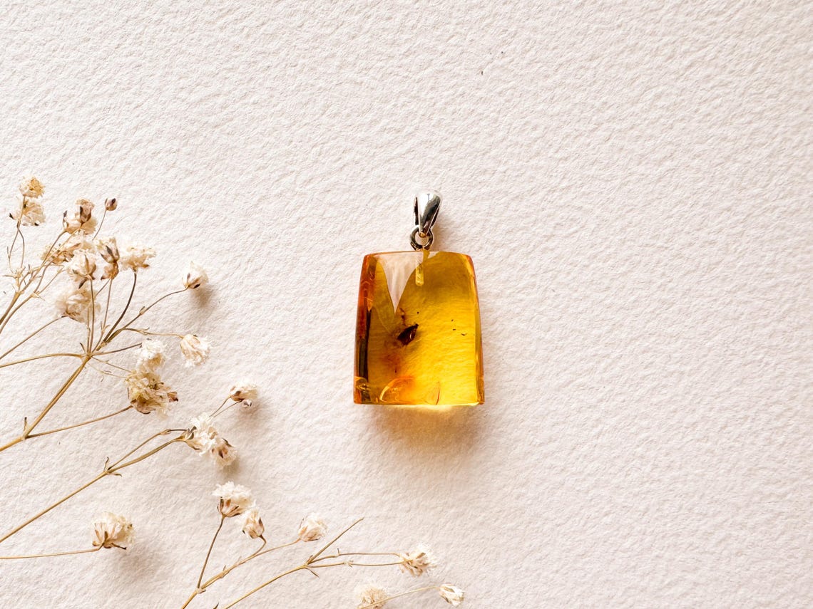 Small Amber Pendant With Insects Inside, Unique High-value Gift ...