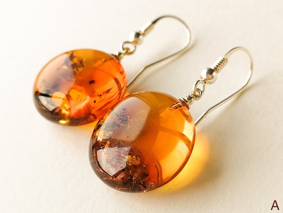 Sterling Silverr Amber Round Donut Earrings Sterling Silverr Amber Round Donut Earrings