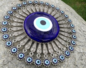 32 evil eye wall hanging midst big evil eye hanging- hanging evil eye wall decor- turkish blue evil eye  decor-  rustic oriental home decor