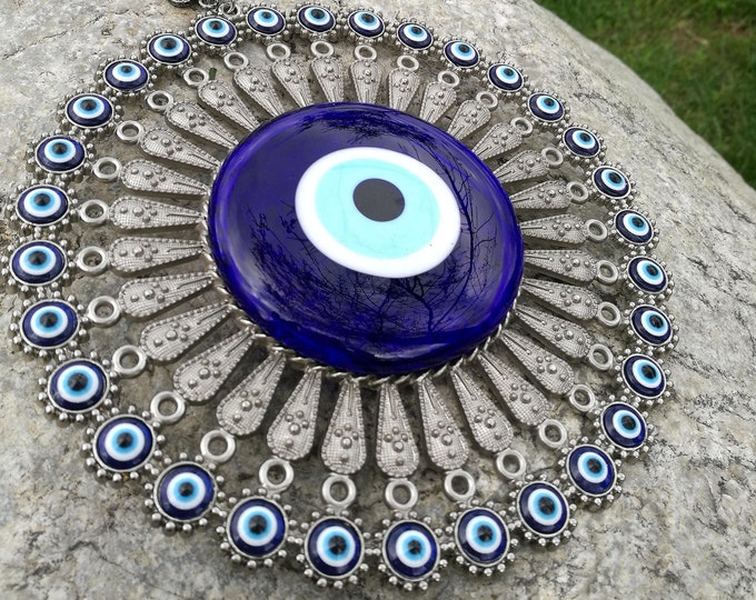 32 evil eye wall hanging midst big evil eye hanging- hanging evil eye wall decor- turkish blue evil eye  decor-  rustic oriental home decor