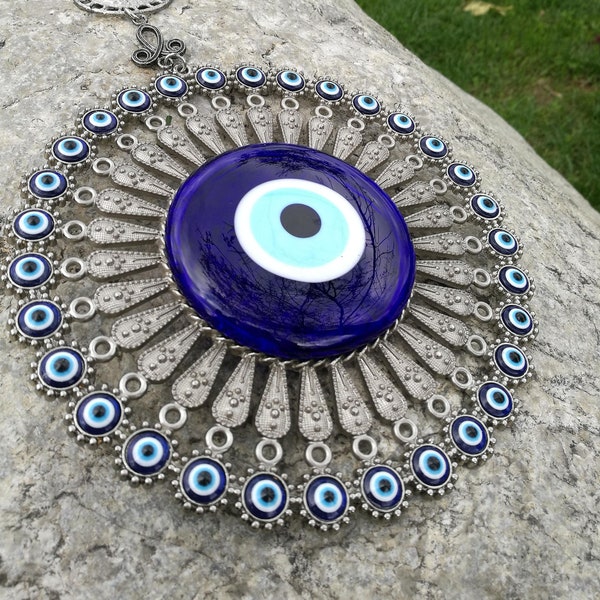 32 evil eye wall hanging midst big evil eye hanging- hanging evil eye wall decor- turkish blue evil eye  decor-  rustic oriental home decor