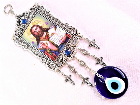 Nazar Wall Hanging Jesus on the Cross Illustrated Evil Eye