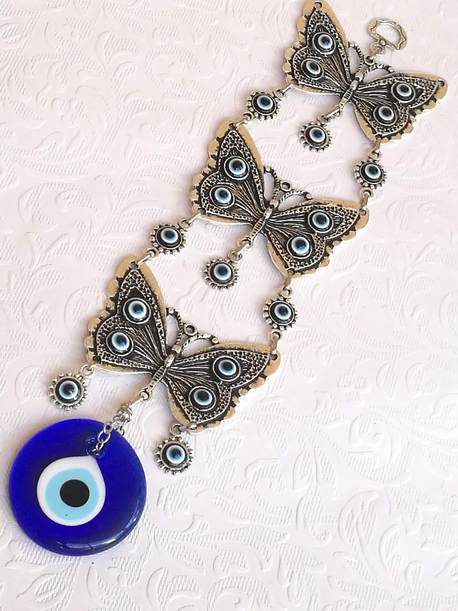Butterfly Evil Eye Wall Hanging Home Evil Eye Decorblue Evil Etsy