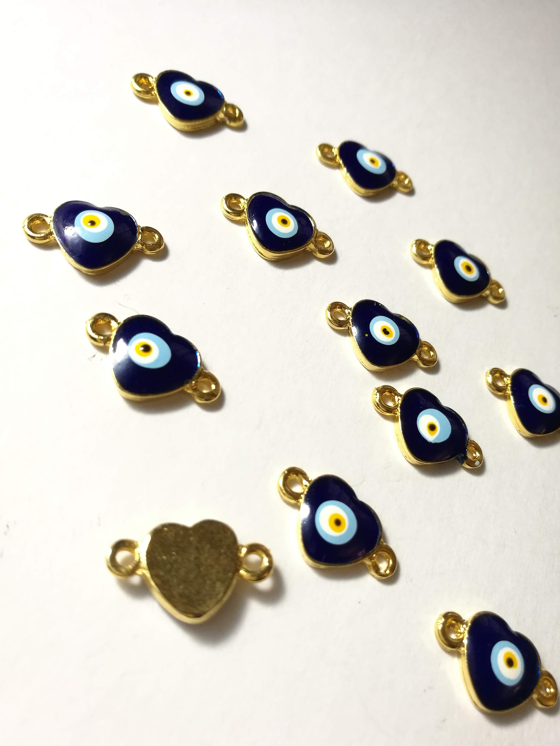 Heart evil eye bracelet connector enameled evil eye pendant Etsy