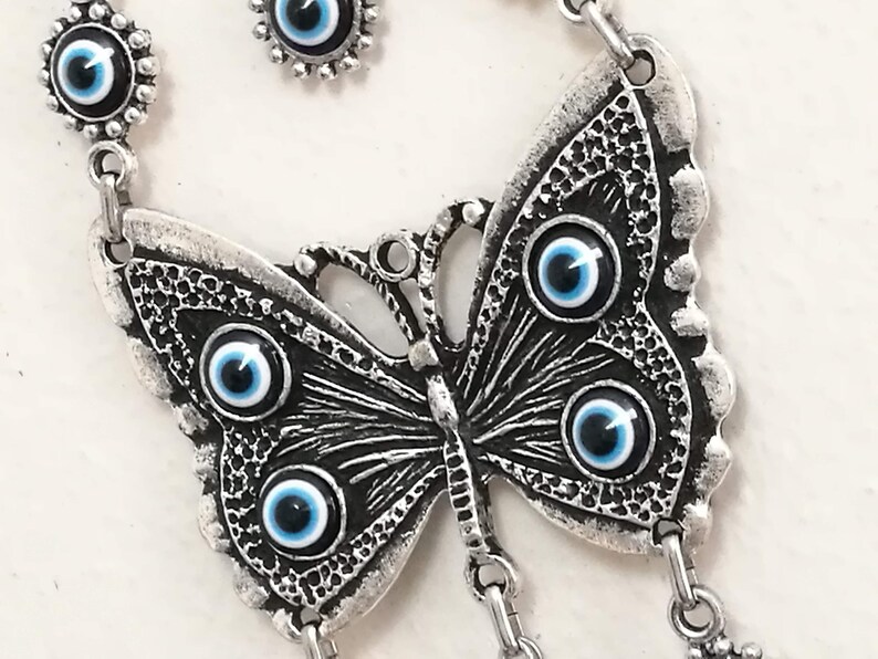 Butterfly Evil Eye Wall Hanging Home Evil Eye Decorblue Evil Etsy