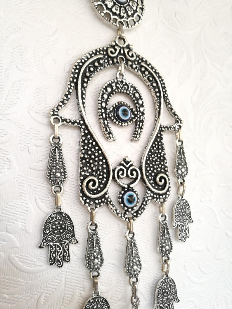 Silver Hamsa Evil Eye Wall Hanging Evil Eyeauthentic Hamsa Etsy