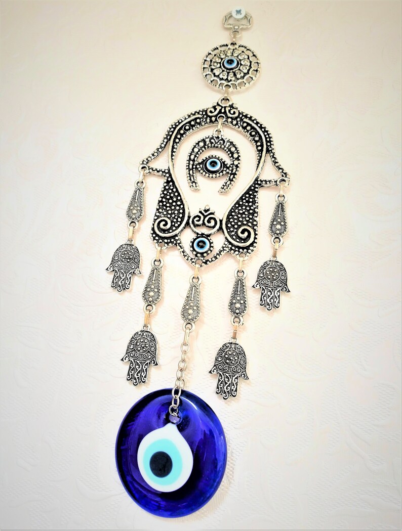 Silver hamsa evil eye wall hanging evil eyeauthentic hamsa Etsy