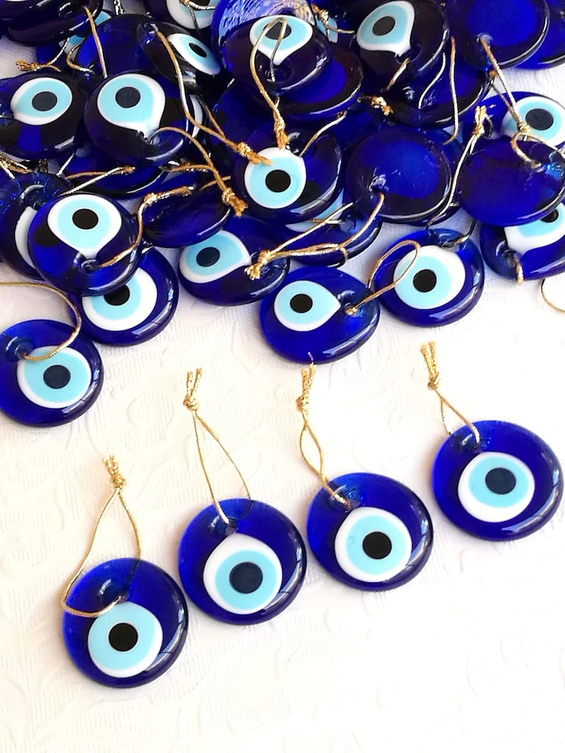 Blue evil eye beads with gold string-Greek evil eye wedding | Etsy