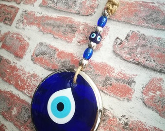 Silver Evil Eye Wall Decor, Greek Home Protection Amulet