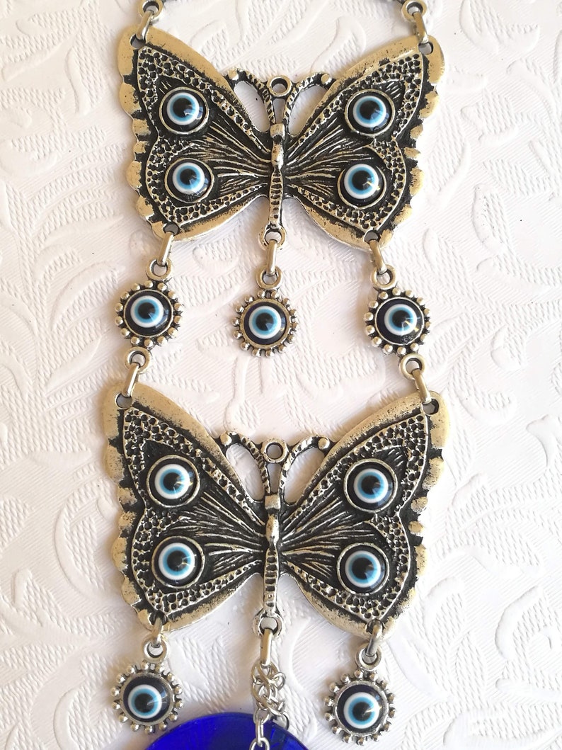 Butterfly Evil Eye Wall Hanging Home Evil Eye Decorblue Evil Etsy