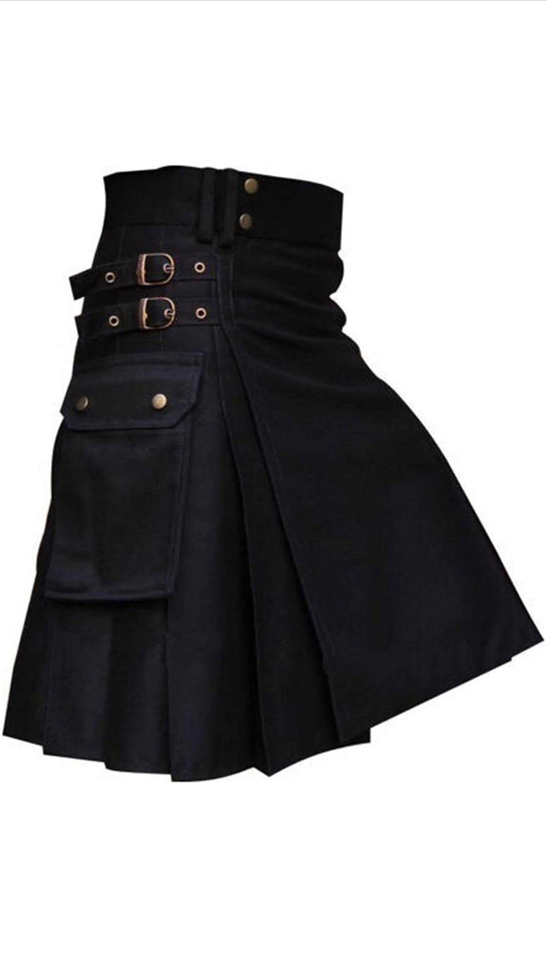 Mens Black Utility Kilt,fashion,cargo Pocket Utility Kilt Made of 100% ...