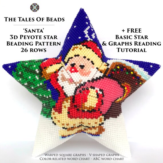 Santa 3d Peyote Star Beading Pattern Winter Beaded Star Etsy