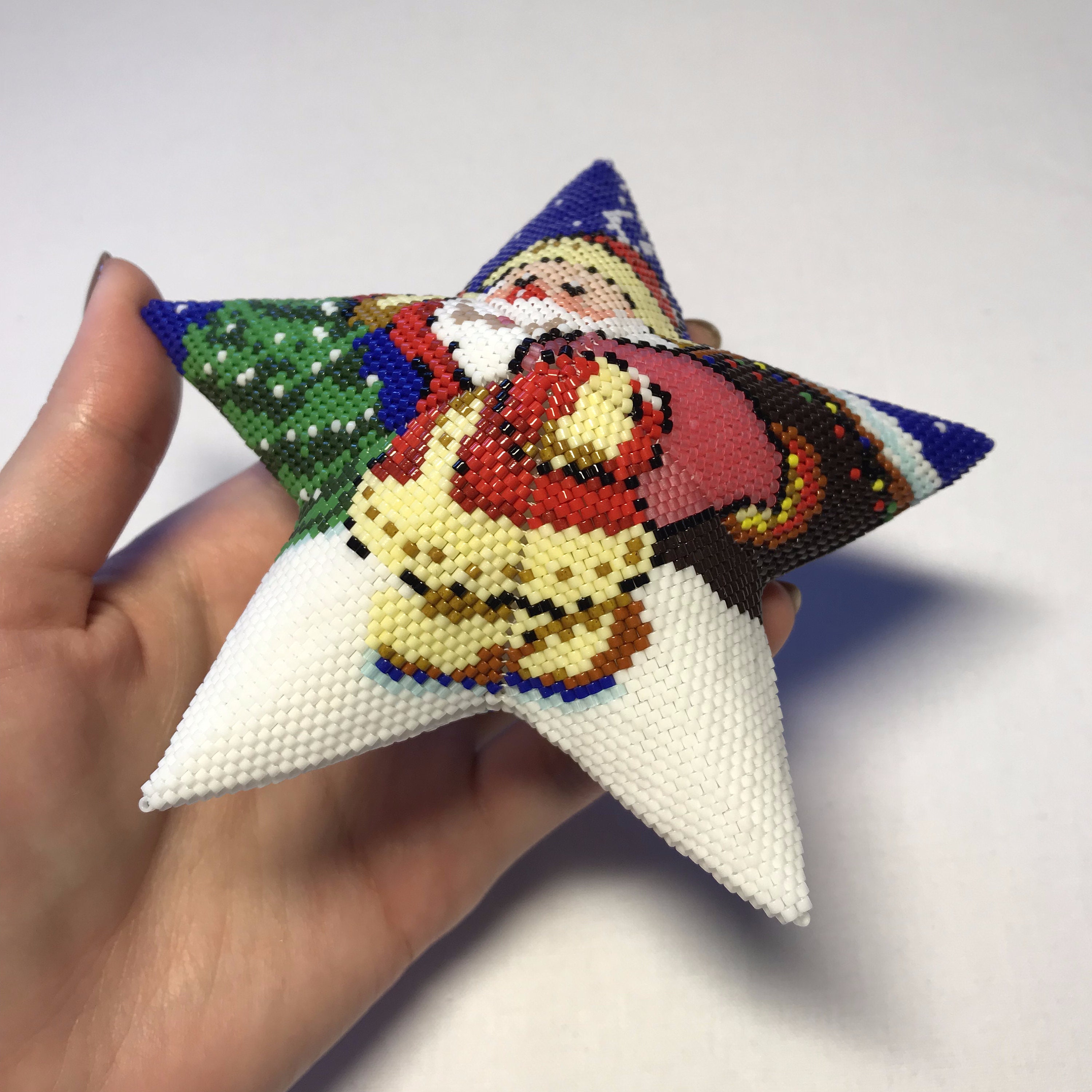 Santa 3D Peyote Star Beading Pattern / Winter Beaded Star Etsy
