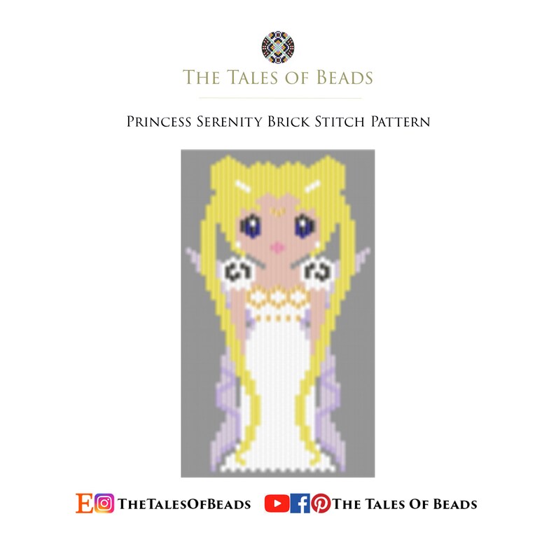 Princess Serenity Brick Stitch Beading Pattern Miyuki Delica Sailor Moon Pattern Brick Stitch Anime Pattern - 