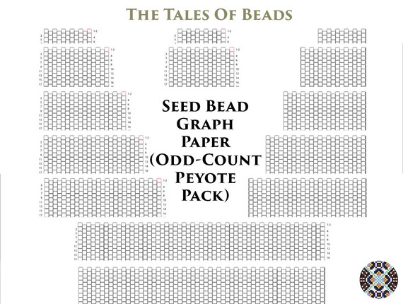 seed bead graph paper for odd count peyote bracelets numbered etsy seed bead graph paper