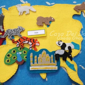 Montessori Continents of the world felt map, Geography Lesson, Educational Toys, Handmade Craft, Felt Activities, Gift For Toddler and kids image 9