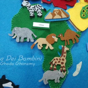 Montessori Continents of the world felt map, Geography Lesson, Educational Toys, Handmade Craft, Felt Activities, Gift For Toddler and kids image 8