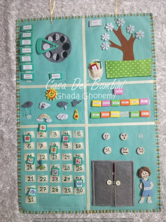 Montessori Felt Calendar Custom Board Personalized Classroom Etsy