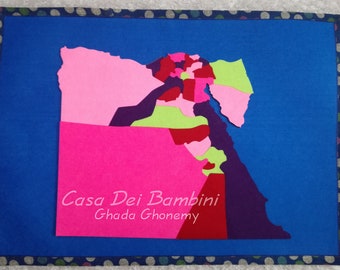 Montessori Egypt Puzzle Map, Geography Lesson, Educational Toys, Handmade Craft, Gift For kids, Puzzle Games, felt map