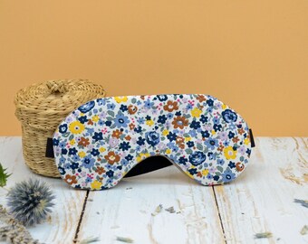 Blue floral night mask, eye relaxation mask, yoga accessory