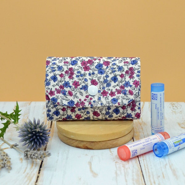 Liberty storage pouch for homeopathy tubes, mini homeopathy pharmacy, gift for her