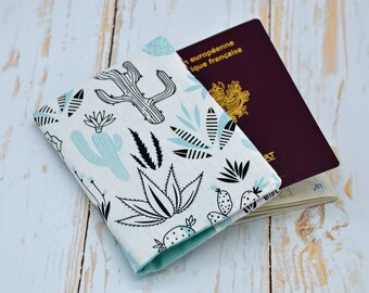 Etui pour passeport, protège passeport cactus bleu, cadeau petit prix