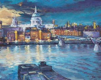 St Paul's Cathedral and Millennium Bridge giclee