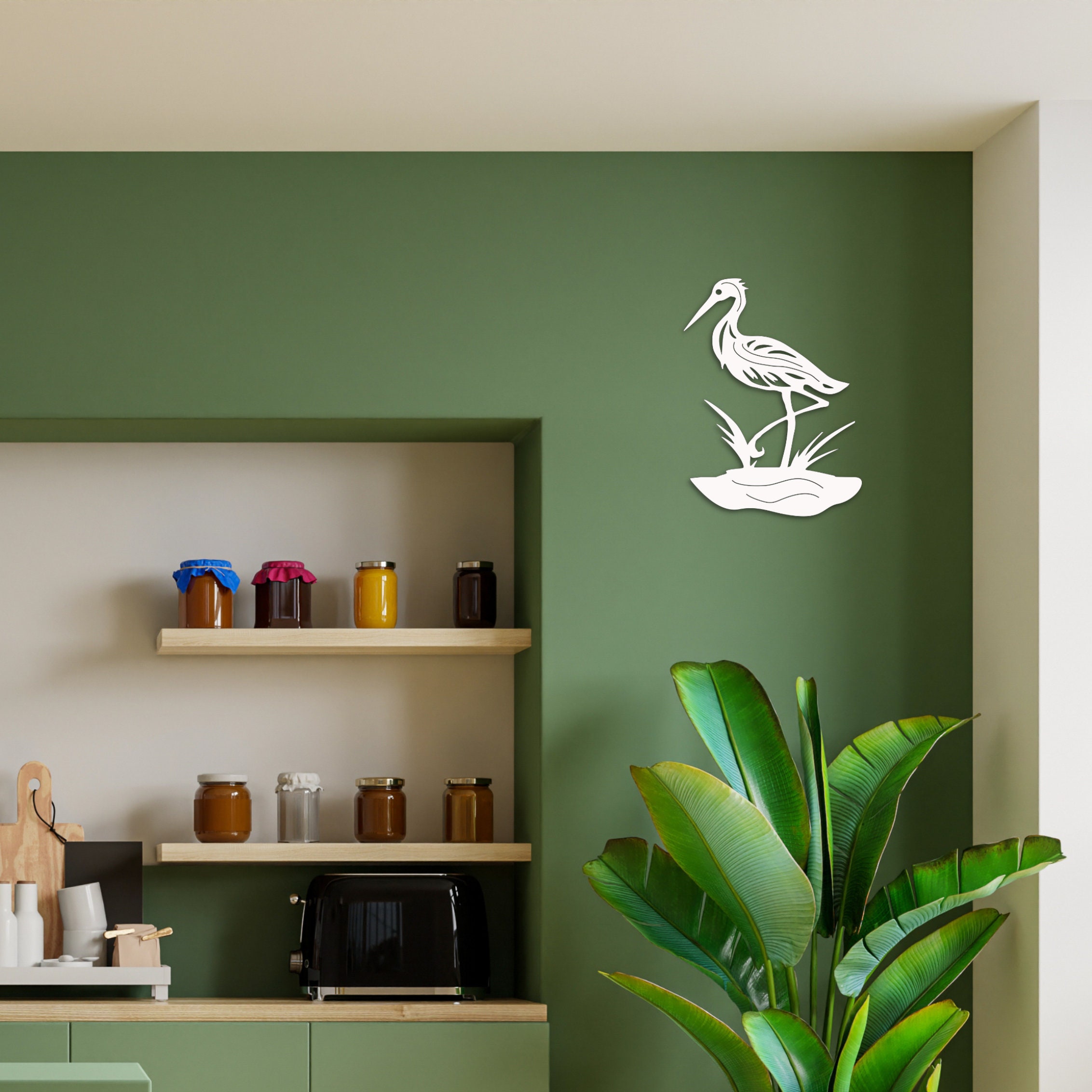 Wall Art Heron Tropical Outdoor Decor Housewarming Gift Etsy