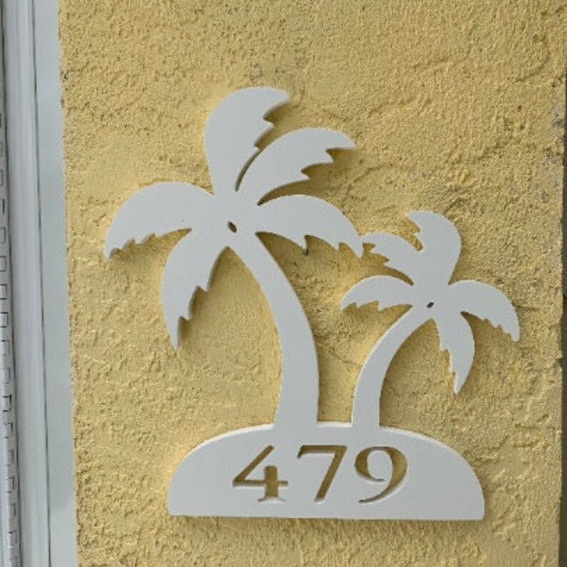 House Number Plaque Palm Trees Plaque Address Plaque Etsy