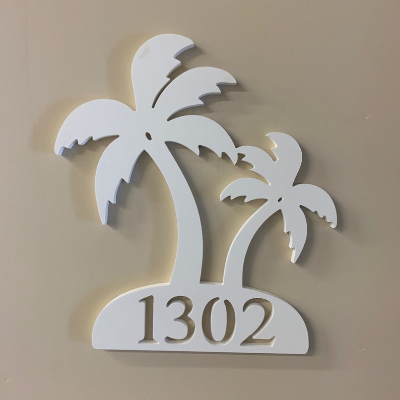 House Number Plaque Palm Trees Plaque Address Plaque Etsy